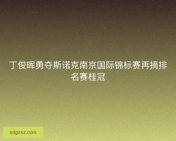 丁俊晖勇夺斯诺克南京国际锦标赛再摘排名赛桂冠